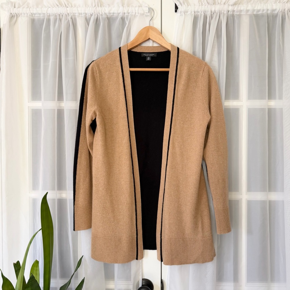 SAKS Open-Front Cashmere Cardigan Sweater Size Medium
